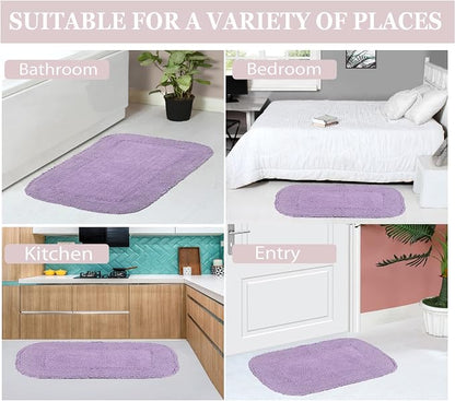 Home Weavers Radiant Collection 100% Cotton Bathroom Rugs Set, Washable Rug, Thick Extra Soft and Absorbent Bath Rug, Kitchen Mat, Bath Mat Set, Bath Floor Mat Non Slip, 24"x40" Rectangle, Purple