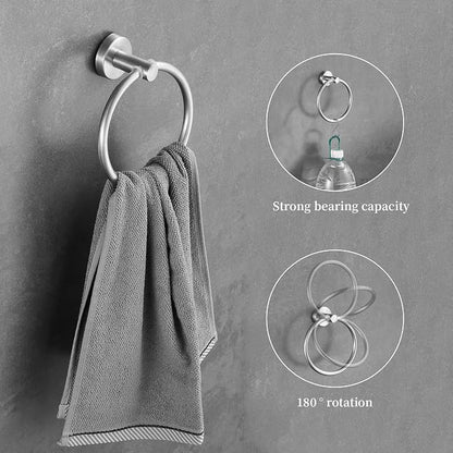 Brushed Nickel Bathroom Hardware Set, 24 Inch Towel Bar Set 10 Pieces Bathroom Accessories Set Includes Includes 2 Packs 24 Inch Towel Bar, Towel Ring, Toilet Holder and 4 Packs Towel Hooks
