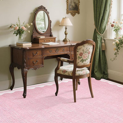 Garvee Large Washable Rug 9x12 Modern Indoor Living Room Rug Non Slip Pink | Stain-Resistant Low Pile Floor Cover Ultra Soft Foldable Bordered Print Carpet for Bedroom Nursery Office Dorm Kids Room
