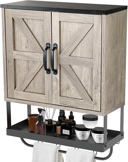 Over The Toilet Storage Cabinet, Bathroom Above Toilet Cabinet Organizer with Doors and Adjustable Shelves, Bathroom Shelf Organizer with Anti-Tip Device & Drain Rack, White (Brown)