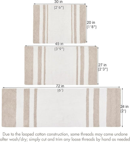 Madison Park Reversible Spa Rug 100%-Cotton Striped Ultra Soft Water Fast Bath Non-Slip Absorbent Quick Dry Mats for Tub, Shower Room, and Bathroom, 20x30, Taupe (Pack of 1) | Quick Dry, Ultra Soft, Pile, Machine Washable, Striped Pattern, Plush, OEKO-...