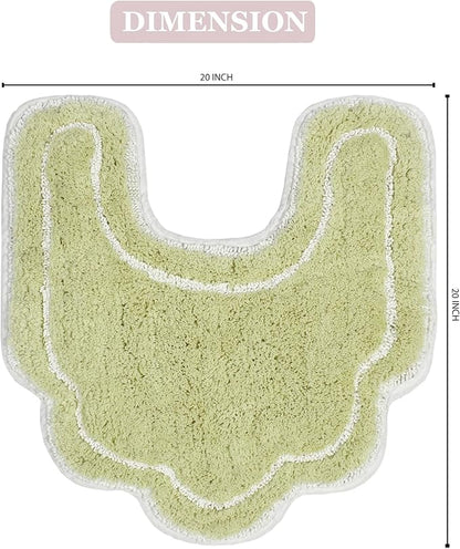Home Weavers Allure Collection 100% Cotton Contour Rug, Soft & Absorbent U-Shaped Toilet Rug, Spray Latex Backing, Quick Dry, Machine Washable Bathroom Floor Mat for Toilet Base, 20"x20", Green