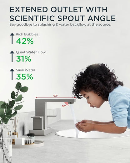 QFN 4 Inch Centerset Bathroom Faucet 2 or 3 Hole Two Handles Brushed Nickel | Bathroom Sink Faucet Square with Pop-up Drain and 24" cUPC Supply Lines, Lead-Free for RV Vanity Laundry Farmhouse Sink