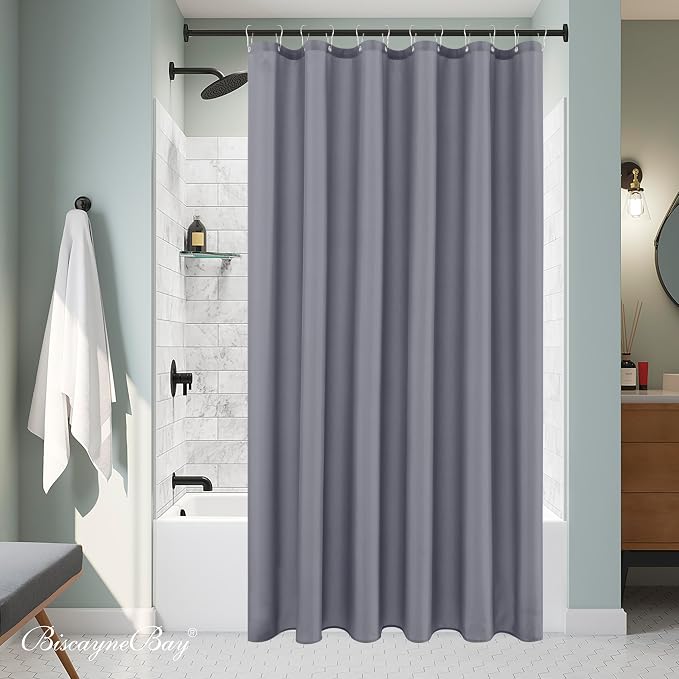 Fabric Shower Curtain Liner 72x72 Inch-Dark Grey Standard Shower Liners | Hotel Quality Water Resistant Shower Liners for Bathroom-Machine Washable Cloth Polyester Bath Curtain-Rental Apartment Home