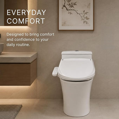 SmartBidet® SB-2000 Smart Bidet Electric Bidet Toilet Seat with Heated Seat, Warm Water, Air Dryer – Side Control Panel, Round