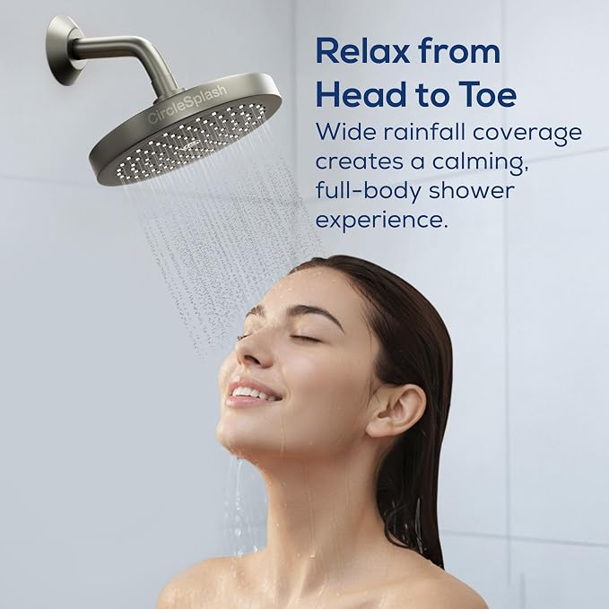 CircleSplash Shower Head - High Pressure 2.5 GPM - Matte Grey | Anti-clog silicone nozzles, removable restrictor, easy-clean fixed replacement
