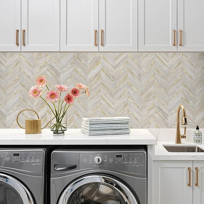 STICKGOO Herringbone Tile Peel and Stick Backsplash for Kitchen&Bathroom