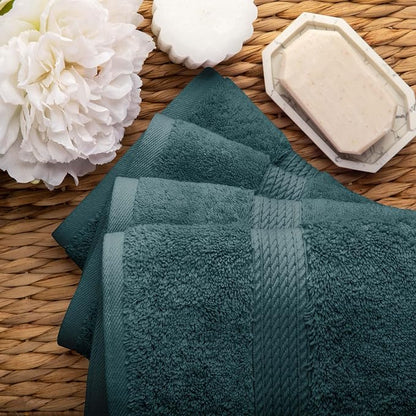 Superior Egyptian Cotton Plush & Absorbent, Hand Towel Set of 4, Teal | Quick Dry, Soft Luxury Towel Set, Bath Essentials for Bathroom, Guest Bath, Spa, 4 Piece Set, Madeline Towels