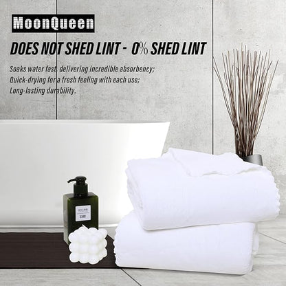 MOONQUEEN 2 Pack Premium Bath Towel Set - Quick Drying - Microfiber Coral Velvet Highly Absorbent Towels - Multipurpose Use as Bath Fitness, Bathroom, Shower, Sports, Yoga Towel (White)