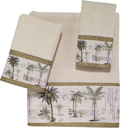 Avanti Linens - Cotton Towel Set, 3 Pack, Tropical Home Decor, Colony Palm