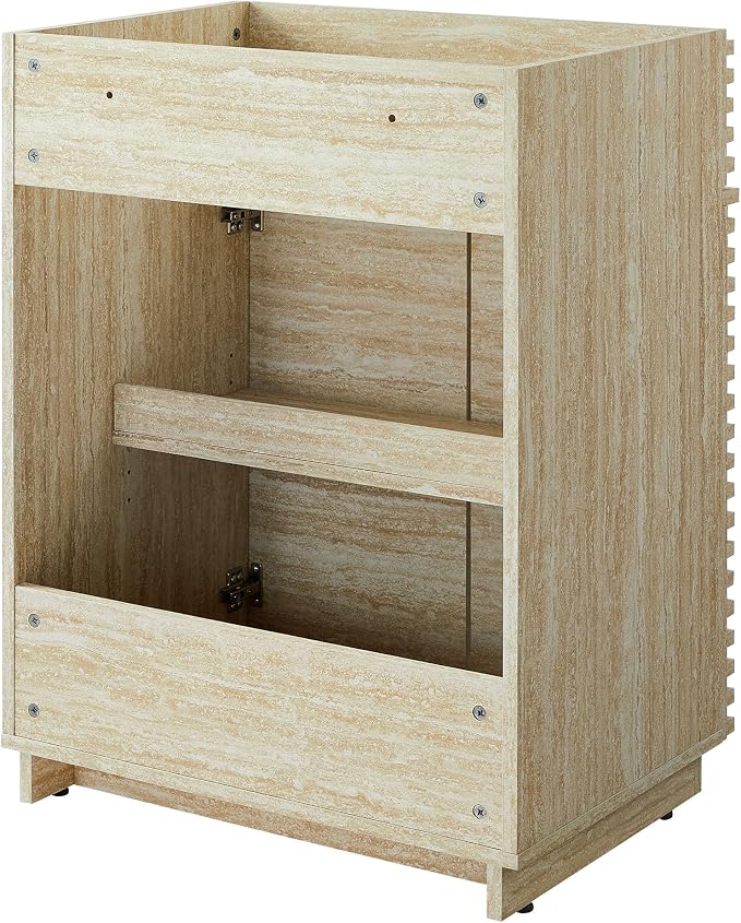 Modway Render Faux Travertine Slatted Bathroom Cabinet in Travertine