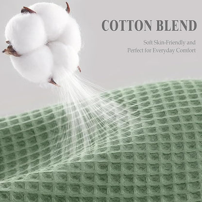 Stall Waffle Shower Curtain - Sage Green Cotton Fabric Texture Heavyweight Shower Curtains for Narrow Bathroom,Washable,48Wx72L