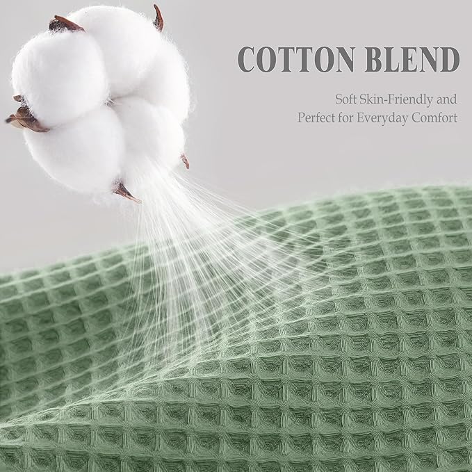 Long Waffle Shower Curtain - Sage Green Cotton Texture Fabric Heavyweight Shower Curtains for Bathroom,72Wx78L