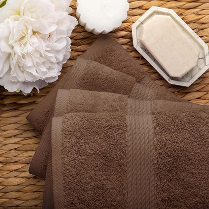 SUPERIOR Egyptian Cotton Plush & Absorbent, Hand Towel Set of 4, Chocolate | Quick Dry, Soft Luxury Towel Set, Bath Essentials for Bathroom, Guest Bath, Spa, 4 Piece Set, Madeline Towels