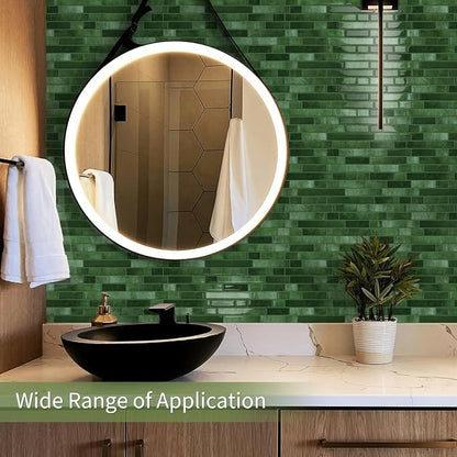 10 Sheets Thick Peel and Stick Kitchen Backsplash Tiles | 3D Waterproof Self Adhesive Wall Tile Stick on Backsplash for Kitchen,Bathroom and Fireplace(Green,12"×12")