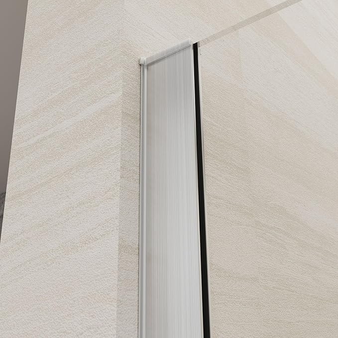 Shower Screen 36" x 76" Half Frameless Shower Wall Panel, Tempered Glass 3/8 inch, Easy to clean Coating, Fixed Glass Shower Door with Hardware (Brushed)