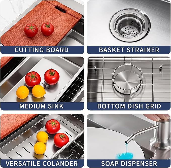 33x22 Drop In Kitchen Sink with Faucet Combo Modern Large Stainless Steel Kitchen Sinks 33 Inch Top Mount Single Bowl Workstation Sink