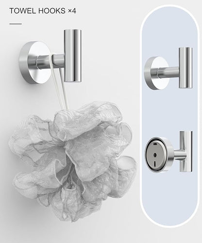 12 Pcs Chrome Bathroom Hardware Accessories Set SUS304 Stainless Steel | Bath Towel Bar Set, Toilet Paper Holders, Towel Rings Racks, Robe Towel Hooks by HOMEMYSTIQUE