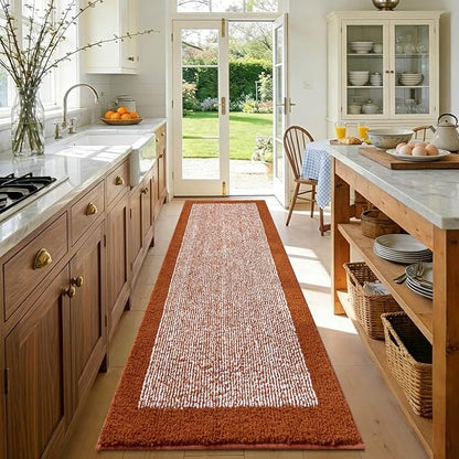 70x24 Long Bathroom Rugs Washable Non Slip, Bath Mat for Bathroom Floor Tub, Soft Absorbent Quick Dry Mats for Shower,Bathtub,Home Decor(Coral Orange)