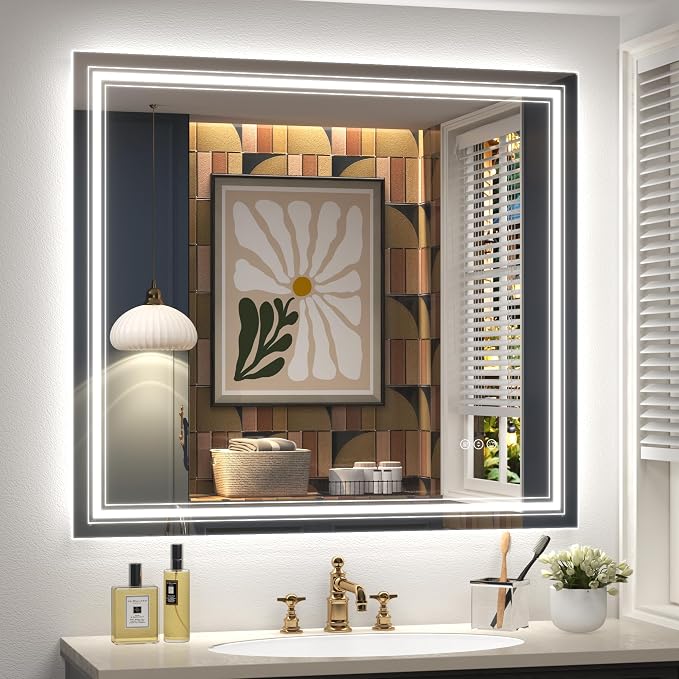40x36 LED Bathroom Mirror for Wall | Dimmable, Backlit and Front Lighted Vanity Mirror, Anti-Fog, Shatterproof, Memory, ETL Listed (Horizontal/Vertical)