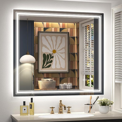 40x36 LED Bathroom Mirror for Wall | Dimmable, Backlit and Front Lighted Vanity Mirror, Anti-Fog, Shatterproof, Memory, ETL Listed (Horizontal/Vertical)
