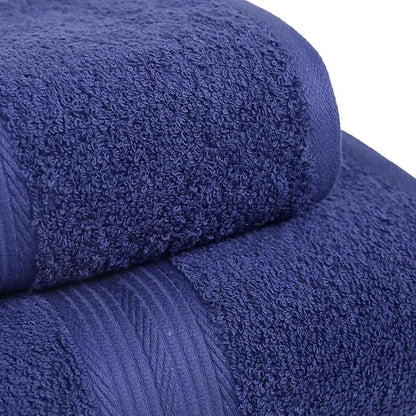 Amazon Basics 6-Piece Fade-Resistant 100% Cotton Towel Set, Soft and Absorbent, 2 Bath Towels, 2 Hand Towels, 2 Washcloths, Navy Blue
