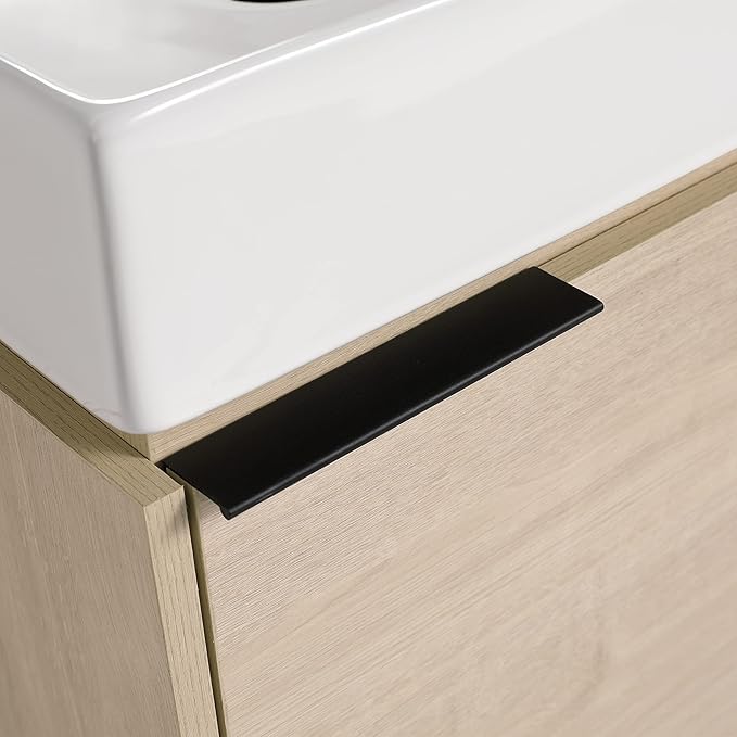 18" Bathroom Vanity with Sink, 18 Inch Floating Bathroom Vanity for Small Space, Modern Bathroom Vanity, Brown Wall Mounted Cabinet Set