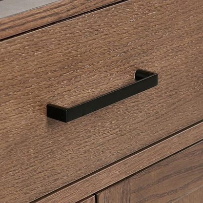 ARIEL Hepburn 42-inch Bathroom Vanity Base Cabinet,Solid Wood, 2 Soft Closing Doors, 5 Dovetail Drawers, Brown Oak