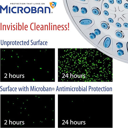 Antimicrobial/Anti-Clog High-Pressure 30-setting Rainfall Shower Combo by AquaDance with Microban Nozzle Protection from Growth of Mold Mildew & Bacteria for Stronger Shower! Wave Blue | Enjoy More Power & Better Shower Hygiene with Lifetime Antimicrib...
