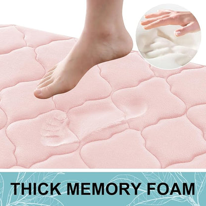 OLANLY Memory Foam Bath Mat Rug 40x32, Ultra Soft and Absorbent Bathroom Rugs, Non-Slip, Comfortable, Machine Washable Bath Carpet for Bathroom Floor, Tub, Shower and Home Decor Accessories, Pink