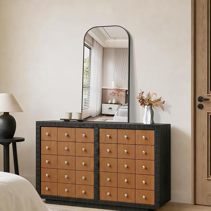YIROMAN Bathroom Mirrors for Over Sink,18"x36" Black Bathroom Vanity Mirror | Thin Brushed Aluminum Frame,HD tempered glass, Rectangular,Rounded & Right-angle Corners,Sink,Entryway,Bedroom