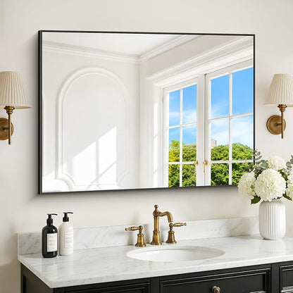 DESBING Black Bathroom Mirror for Wall, 30x40 Inch Rectangle Mirrors with Metal Frame, Modern Vanity Wall Mirror Decor for Entryway Hangs, Bathroom, Living Room Horizontal or Vertical