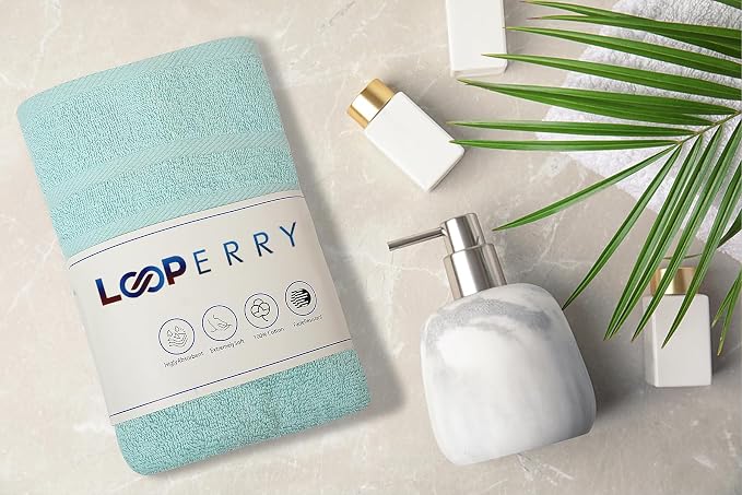 Looperry 6 Pack Small Bath Towel Set - 100% Cotton 23x46 Shower Towels 450 GSM. Lightweight & Absorbent, Soft & Quick Dry. Use for Pet Drying, Gym, Spa, Salon & More. Terry Ringspun Towels (Teal)