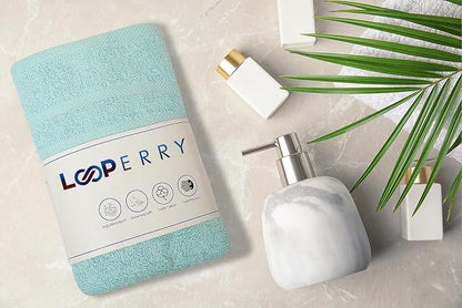 Looperry 6 Pack Small Bath Towel Set - 100% Cotton 23x46 Shower Towels 450 GSM. Lightweight & Absorbent, Soft & Quick Dry. Use for Pet Drying, Gym, Spa, Salon & More. Terry Ringspun Towels (Teal)
