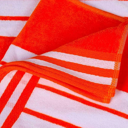 Superior Cotton Cabana Striped Beach Towels, Colorful Towels for Adult, Kid, Pool, Swimming, Sand, Travel, Large Oversized, Absorbent, Fast Drying, Bath Basics, Cabana Collection, 1 Piece, Coral