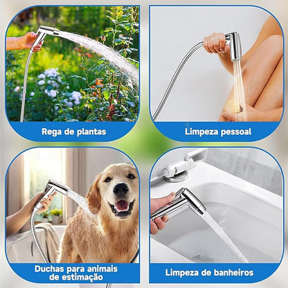 Handheld Bidet Sprayer Toilet Bathroom with Wall Bracket Hose Set, Closestool, Squatting Pan, Water Flower, Floor Cleaning Cloth Diaper for Bathroom Hygiene 3 Set (Note: linker not Included)