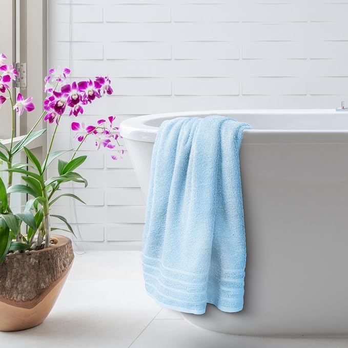 Avalon Towels Bath Towels Set of 4, Size 30 x 60 Inches - 60% Cotton, 40% Viscose Made from Bamboo, Soft and Absorbent, Thin and Quick Drying, Lightweight, Perfect for Daily Use
