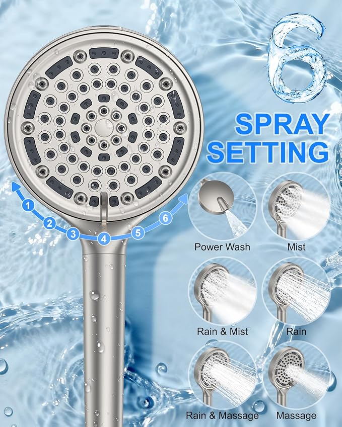 Brushed Nickel 11 Inch Rainfall Shower System – Filtered Handheld Sprayer Shower Head, Complete Bathroom fixtures Set Faucet Mixer Trim & Valve Kit