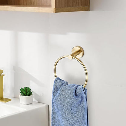 Gold Toilet Paper Holder, Brushed Gold Towel Ring, Hand Towel Holder Toilet Paper Roll Holder Wall Mount Bathroom Accessories, Modern SUS 304 Stainless Steel Bathroom 2 Set