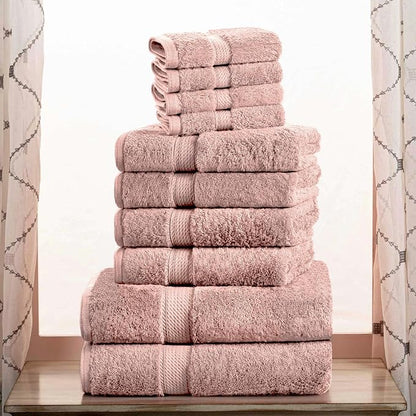 Superior Egyptian Cotton Ultra Plush & Absorbent, 10 Piece Set, Muted Mauve | Quick Dry, Soft Luxury Towel Set, Bath Essentials, Guest Bath, Spa, 2 Bath, 4 Hand, 4 Face Towels, Madeline Towels