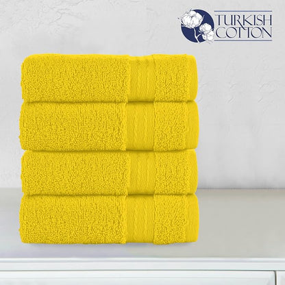 Elegant Comfort Premium Turkish Cotton 4 Pack Hand Towel Set - 16 x 28 inch, Luxurious Hotel Spa Quality 100% Turkish Cotton 4PC Hand Towel Set - Highly Absorbent - Soft Bathroom Towels, Yellow