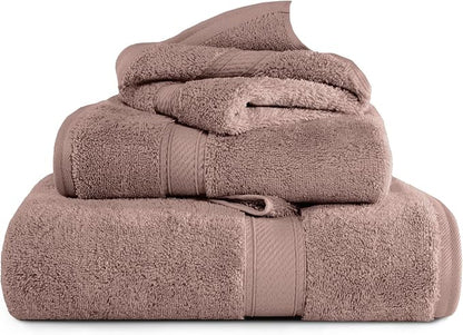 Superior Egyptian Cotton Ultra Plush & Absorbent, 3 Piece Set, Muted Mauve | Quick Dry, Soft Luxury Towel Set, Bath Essentials, Guest Bath, Spa, 1 Bath, 1 Hand, 1 Face Towels, Madeline Towels