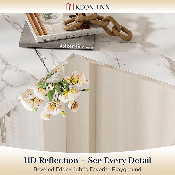Keonjinn Frameless Bathroom Mirror 24" x 32", Rectangle Mirrors for Wall | Bathroom Vanity Mirror with Beveled Edge, Safety 5mm Temepered Glass, Shatterproof, Modern Decorative for Wall, Living Room
