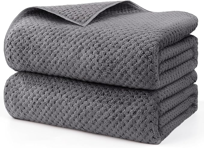 HOMEXCEL Bath Sheets 2PK, 35x70 in, Absorbent&Soft, Extra Large Bath Towel | Lightweight and Quick Drying Microfiber Towels for Bathroom, Yoga, SPA, Fitness, Grey