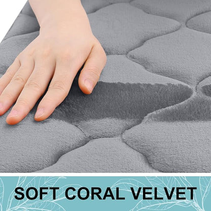 OLANLY Memory Foam Bath Mat Rug 47x20, Ultra Soft and Absorbent Bathroom Rugs, Non-Slip, Comfortable, Machine Washable Bath Carpet for Bathroom Floor, Tub, Shower and Home Decor Accessories, Grey