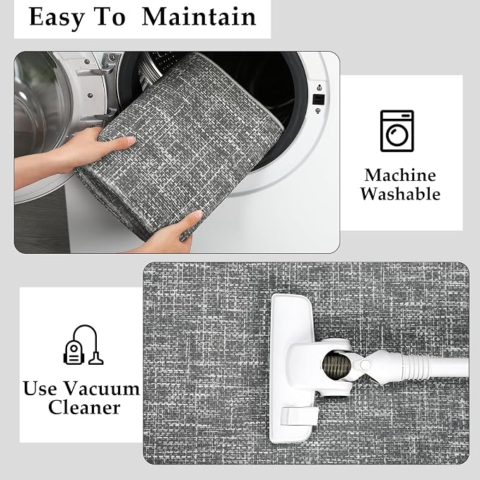 Garvee Washable Rugs 10x13 Modern Area Rugs for Living Room Non Slip Non Shedding Solid Color Textured Rug, Stain Resistant Low Pile Minimalist Carpet for Dining Room Nursery, Grey | Modern Non Slip Non Shedding Neutral Textured Stain Resistant Low Pil...