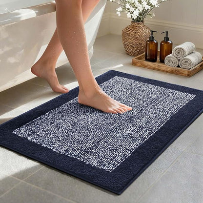 Bathroom Rugs 30x20 Non Slip Washable, Dark Blue Bath Mat for Bathroom Floor Tub, Soft Absorbent Quick Dry Mats for Shower, Bathtub,Home Decor