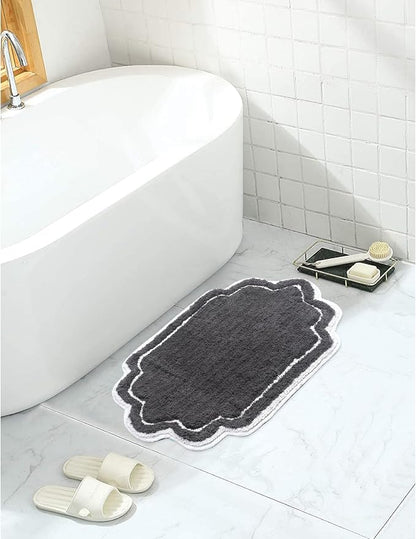 Home Weavers Allure Collection 100% Cotton Tufted Bathroom Rug, Soft and Absorbent Bath Rugs, Non-Slip Bath Carpet, Machine Wash Dry Bath Mats for Bathroom Floor, 17"x24" Bath Rug, Dark Gray