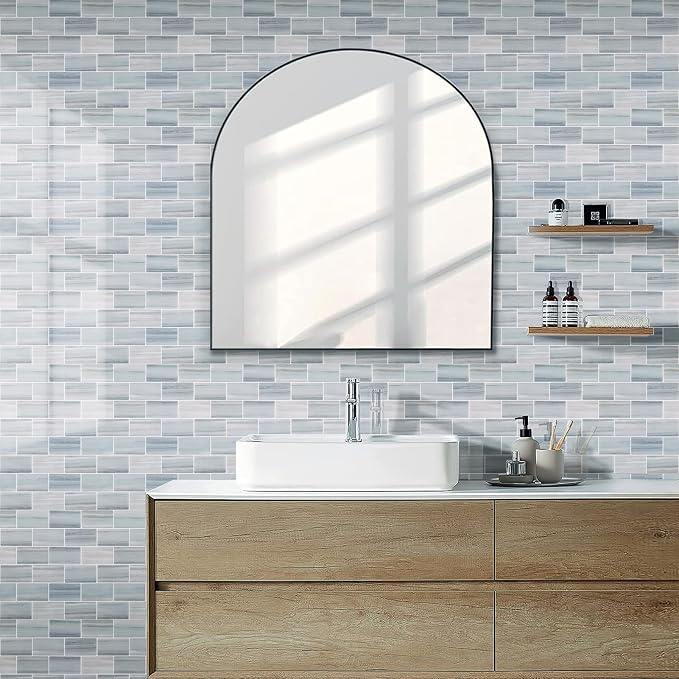 Tilingview 10PCS Peel and Stick Backsplash for Kitchen, Self-Adhesive Vinyl Gel Subway Tile, Wall Tile for Home Decoration (Blue Gray Subway)