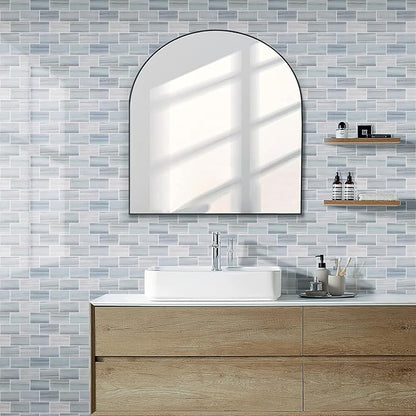 Tilingview 10PCS Peel and Stick Backsplash for Kitchen, Self-Adhesive Vinyl Gel Subway Tile, Wall Tile for Home Decoration (Blue Gray Subway)